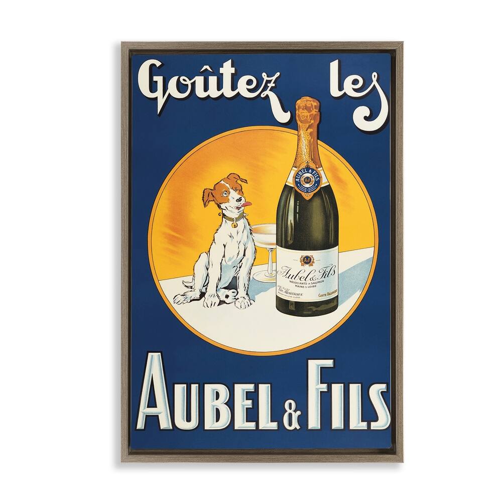 Stupell Dog & Wine Advertisement Framed Floater Canvas Wall Art Design By Marcus Jules