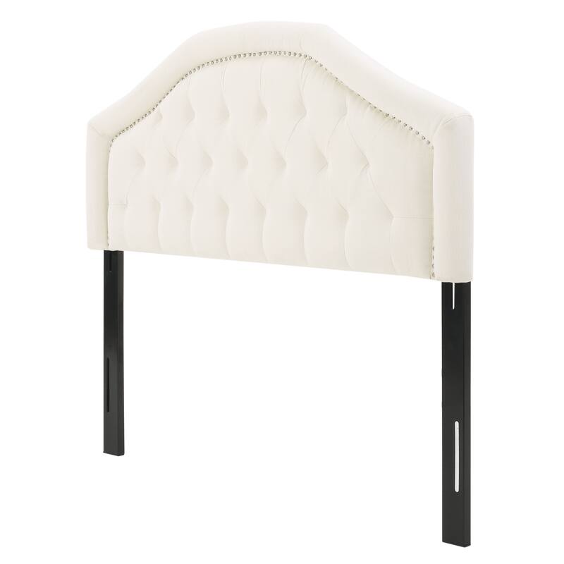 Tufted Upholstered Headboard Queen Size, Solid Wood Head Board with Durable Metal Legs