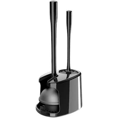 Toilet Plunger and Bowl Brush with Holder - 8.7"L x 6.3"W x 18.9"H