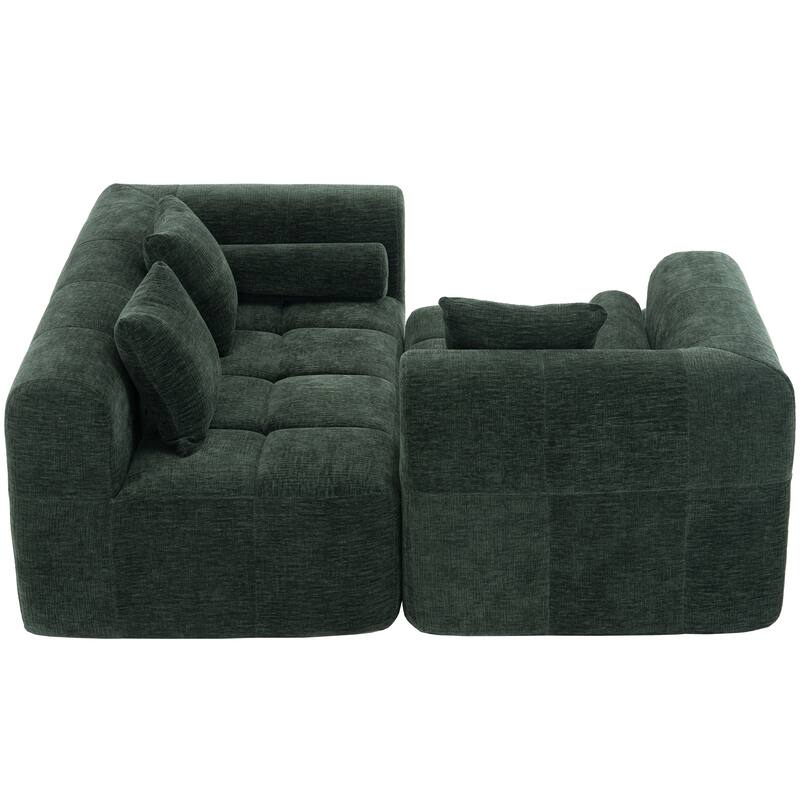 Full-Compressed Sectional Sofa with L-Shape Chaise, Modular 3 Seater Sectional Sofa, Upholstered Sofa with Side Pockets