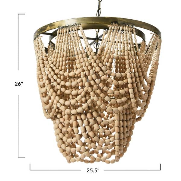 dimension image slide 1 of 5, 2-Tier Draped Wood Bead Chandelier
