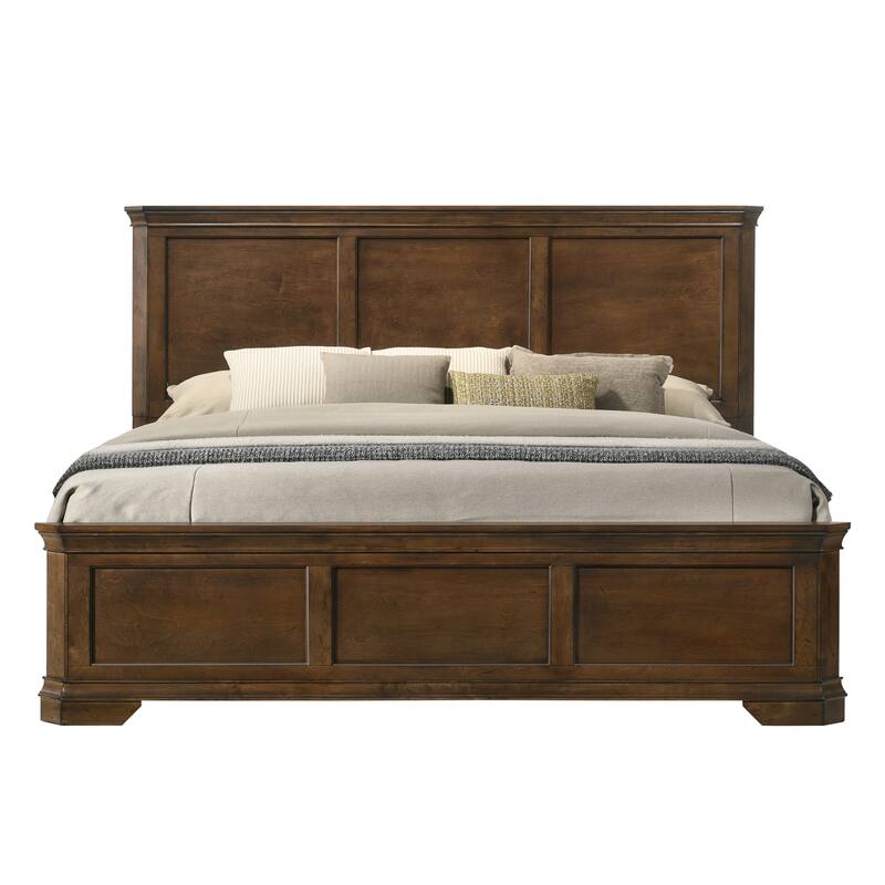Roundhill Furniture Maderne Traditional Wood Panel Bed with Dresser, Mirror, Two Nightstands