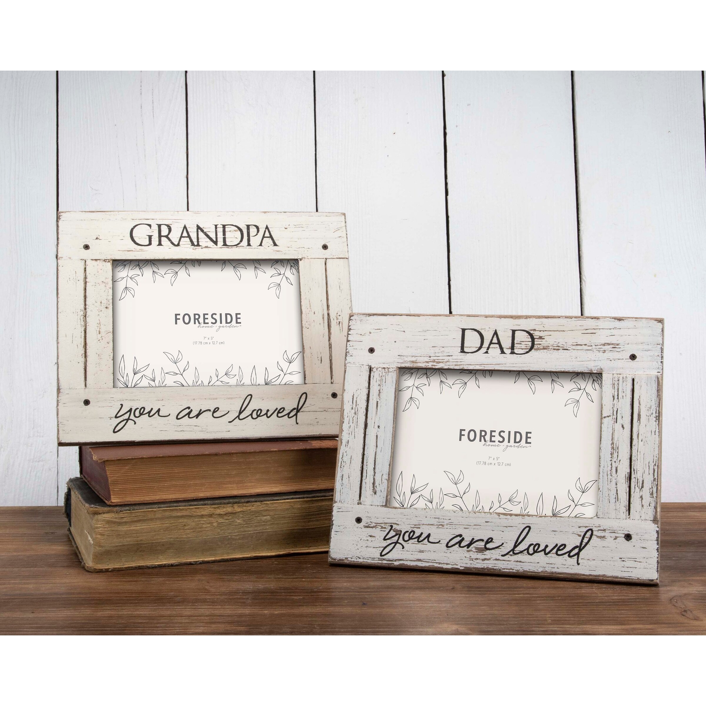 Foreside Home & Garden Distressed White Wood Double Picture Frame