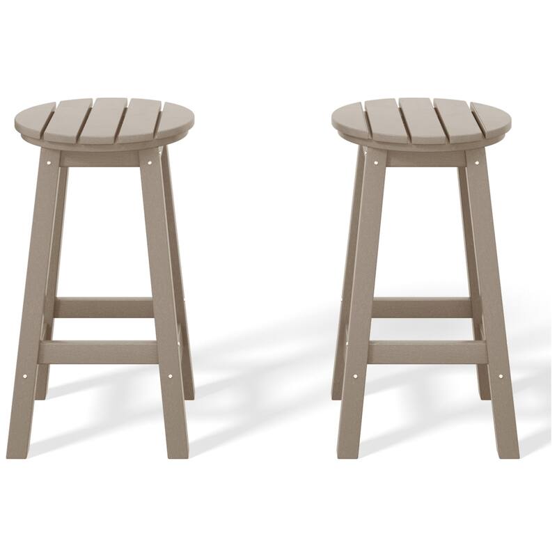 Laguna Hdpe All Weather Outdoor Patio 24" Round Counter Stool (Set Of 2)