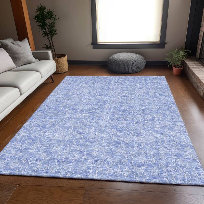 Premium Washable Super Soft Modern Floral Mayfield Rug - Denim - 8' x 10' - Rectangle