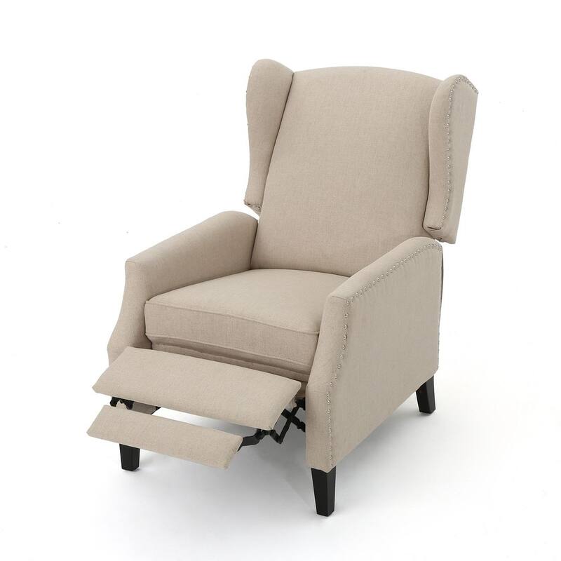 Traditional Fabric Recliner Chairs with Studded Border by Christopher Knight Home