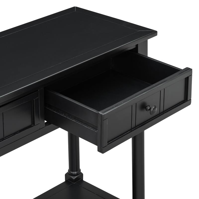 Traditional Design Console Table with Drawers and Shelf