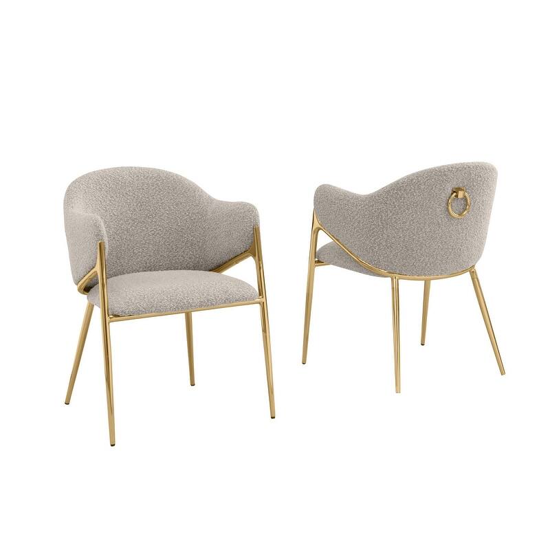 Best Quality Furniture Boucle Fabric Chrome Dining Chairs (Set of 2) - N/A