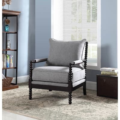 Leyte Traditional Wood and Fabric Accent Armchair