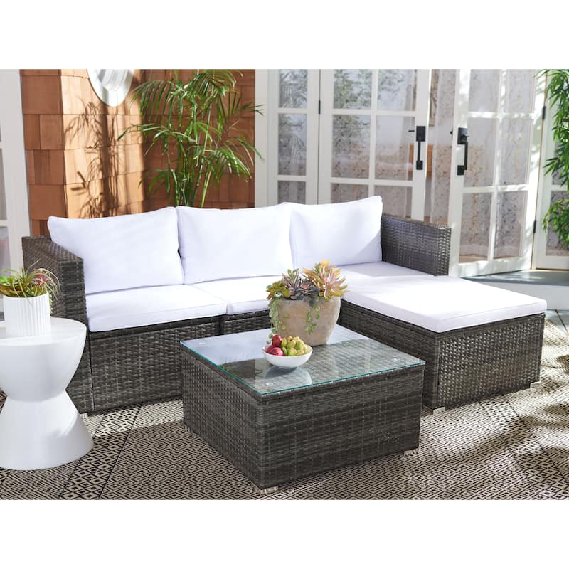 SAFAVIEH Outdoor Patio Furniture Lainey 3-Piece Sectional Conversation Set - 51W x 26D x 27H