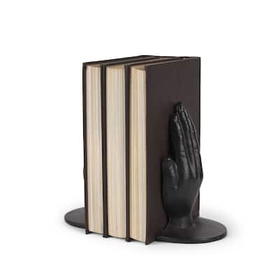 Praying Hands Bronze Cast Iron Book Ends - 5.9L x 4.7W x 7.2H