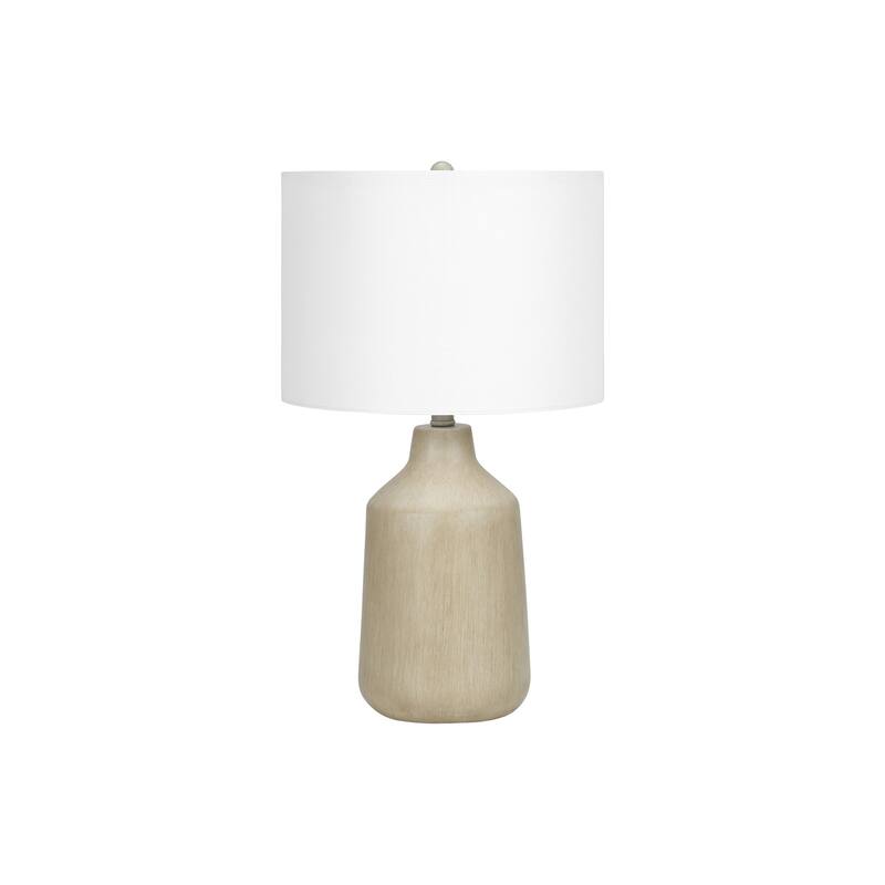 Concrete Table Lamp with Linen Shade 3 Way Switch Contemporary Design