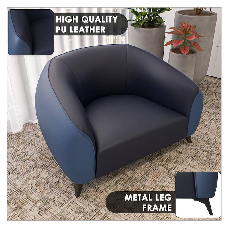 Single-Seater Sofa Armchair Upholstered in Vegan Leather with Metal Legs Opula Series by LeisureMod