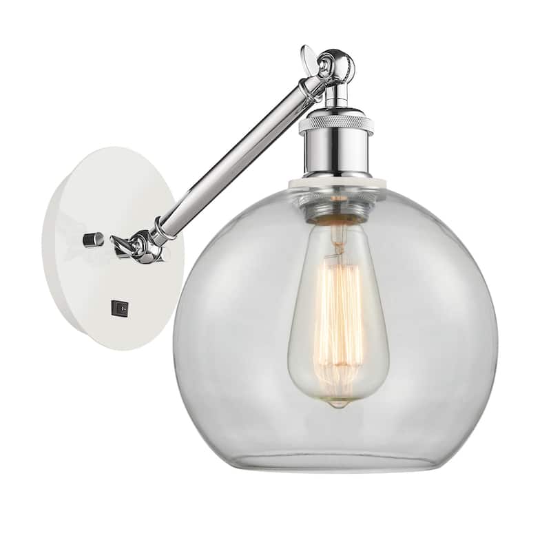 Innovations Lighting 317-1W-14-8 Athens Sconce Athens 14" Tall Wall - White and Polished Chrome / Clear