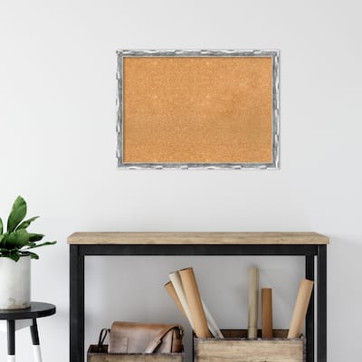 Scratched Wave Chrome Framed Natural Corkboard Bulletin Board