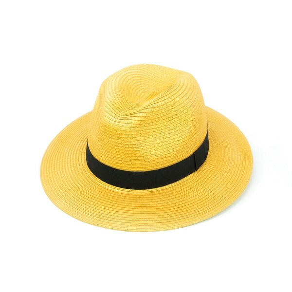 ChicHeadwear Womens 100% Paper Panama Hat w/ Metallic Band - One size