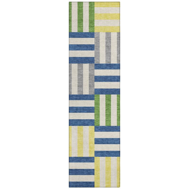 Machine Washable Indoor/ Outdoor Modern Hatch Chantille Rug