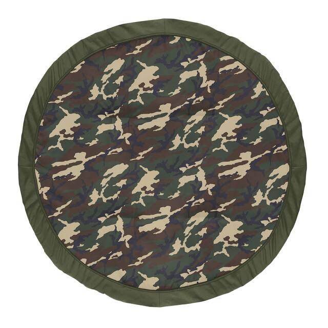 Woodland Camo Collection Boy Baby Tummy Time Playmat - Beige Green and Black Rustic Forest Camouflage