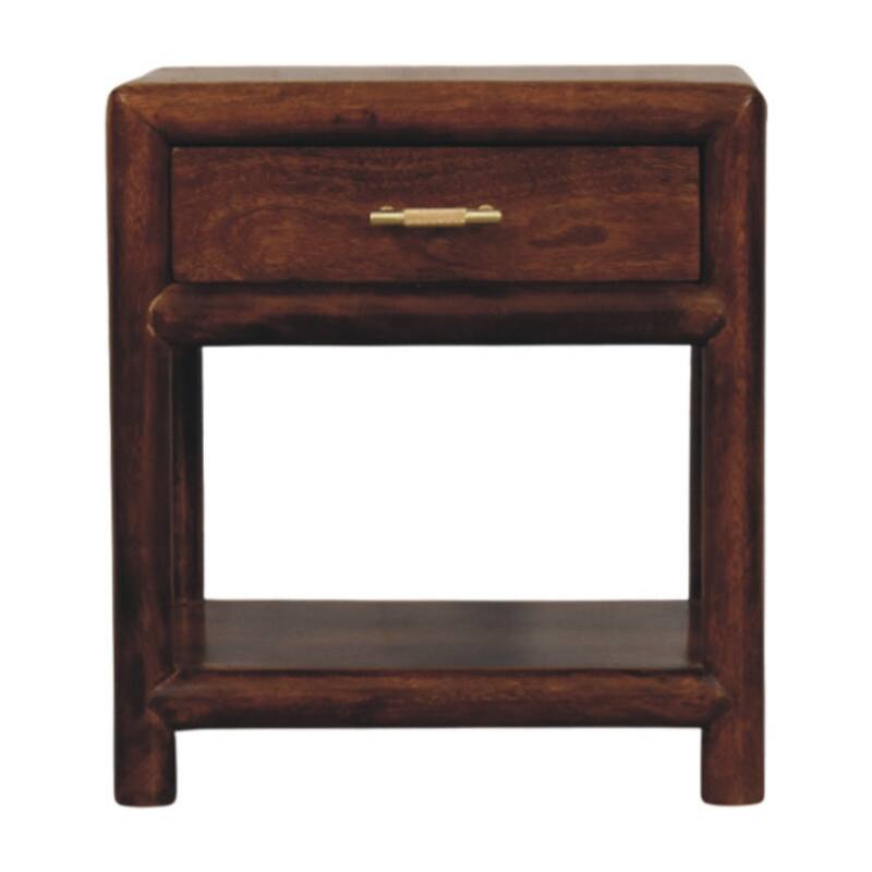 HomeRoots 20" Chestnut Solid Wood Square One Drawer Nightstand