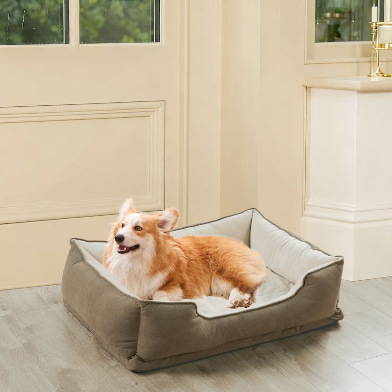 Textured Plush Rectangle Pet Bed - 40"x 30"x 11" - Taupe