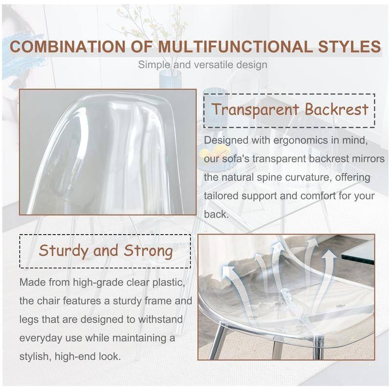 Modern Simple Transparent Dining Chair Set of 4