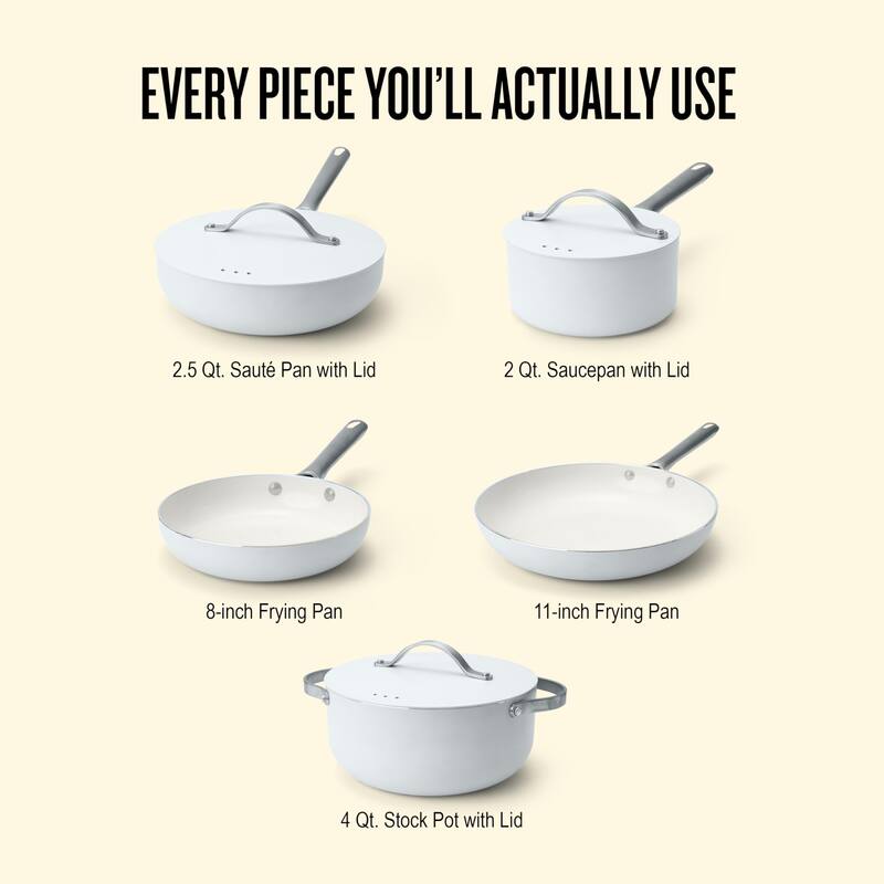 Alva Mobi 8-Piece Nonstick Ceramic Cookware Set - Cannoli Cream