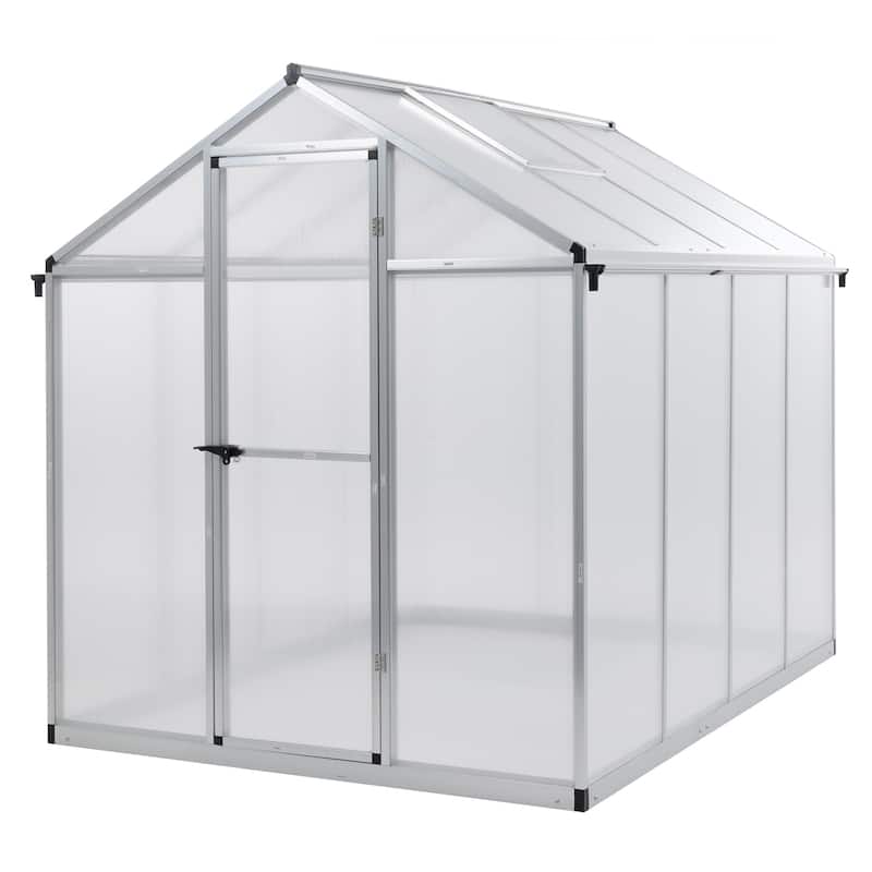 Aoodor 6' x 8' Walk-in Polycarbonate Greenhouse with Roof Vent and Door lock