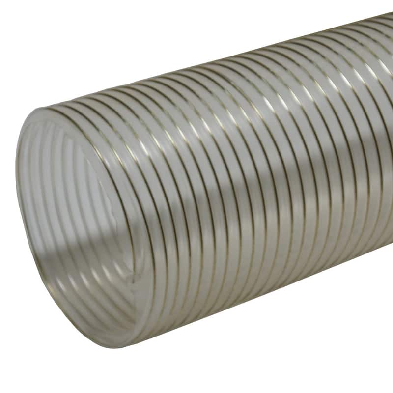 Rubber-Cal "PVC Flexduct" (Light Duty) Clear - Vent Hose - 1.25" ID x 12.5ft Length Hose (Fully Stretched) - 1.25" ID x 12.5'