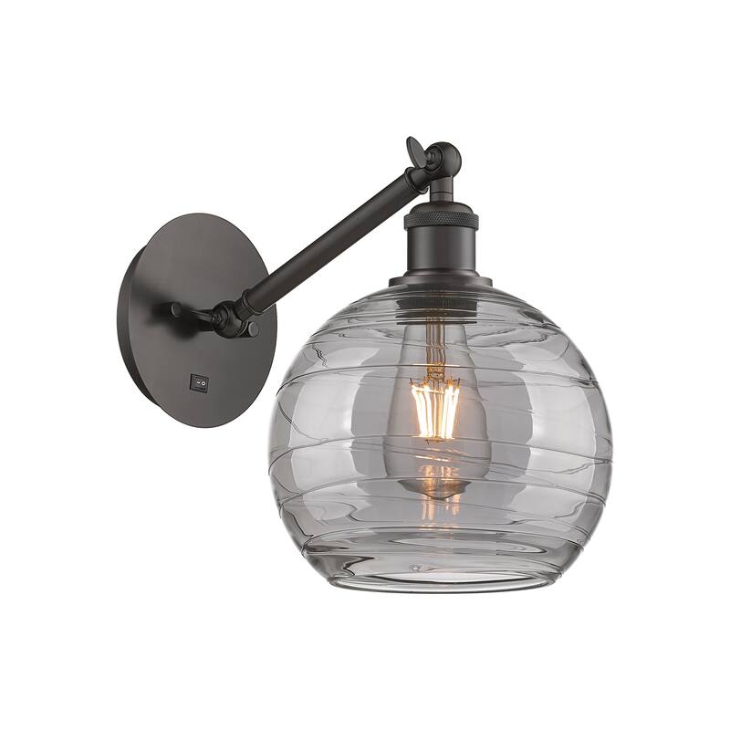 Innovations Lighting 317-1W 10 8 Athens Deco Swirl Sconce Athens Deco - Oil Rubbed Bronze / Light Smoke Deco Swirl