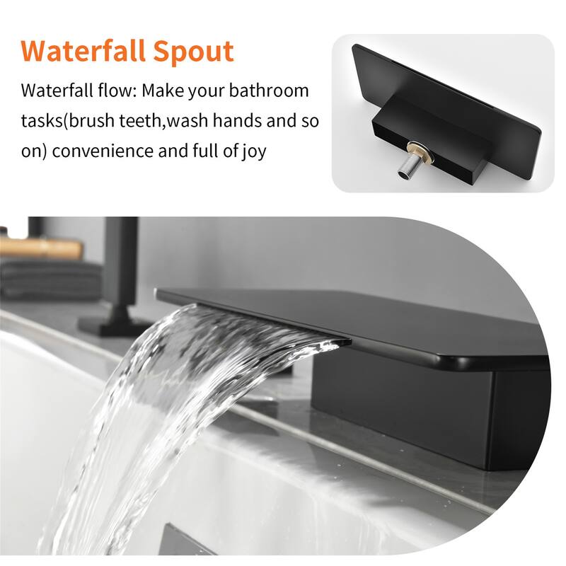 Deck Mount Waterfall Tub Faucet With Handheld Shower Brass Roman Bathtub Faucet Modern Tub Filler With Hnad Sprayer