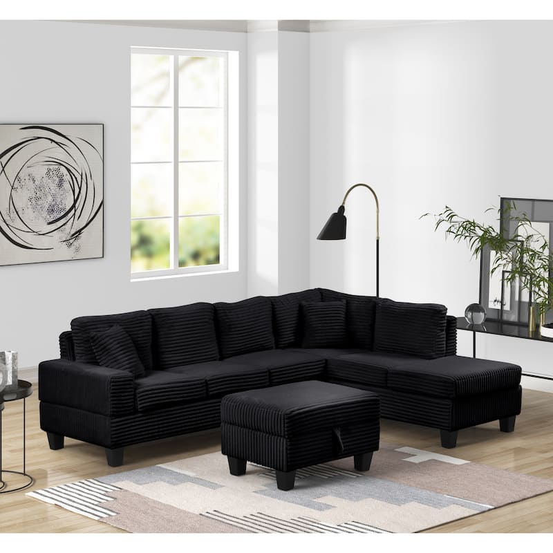 Cozy Modern & Contemporary Style Sectional Sofa Made with Wood & Upholstered Velvet