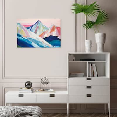 Wynwood Studio Abstract Ice Mountains in Pastels Blue and Modern & Contemporary Wall Art Canvas Print