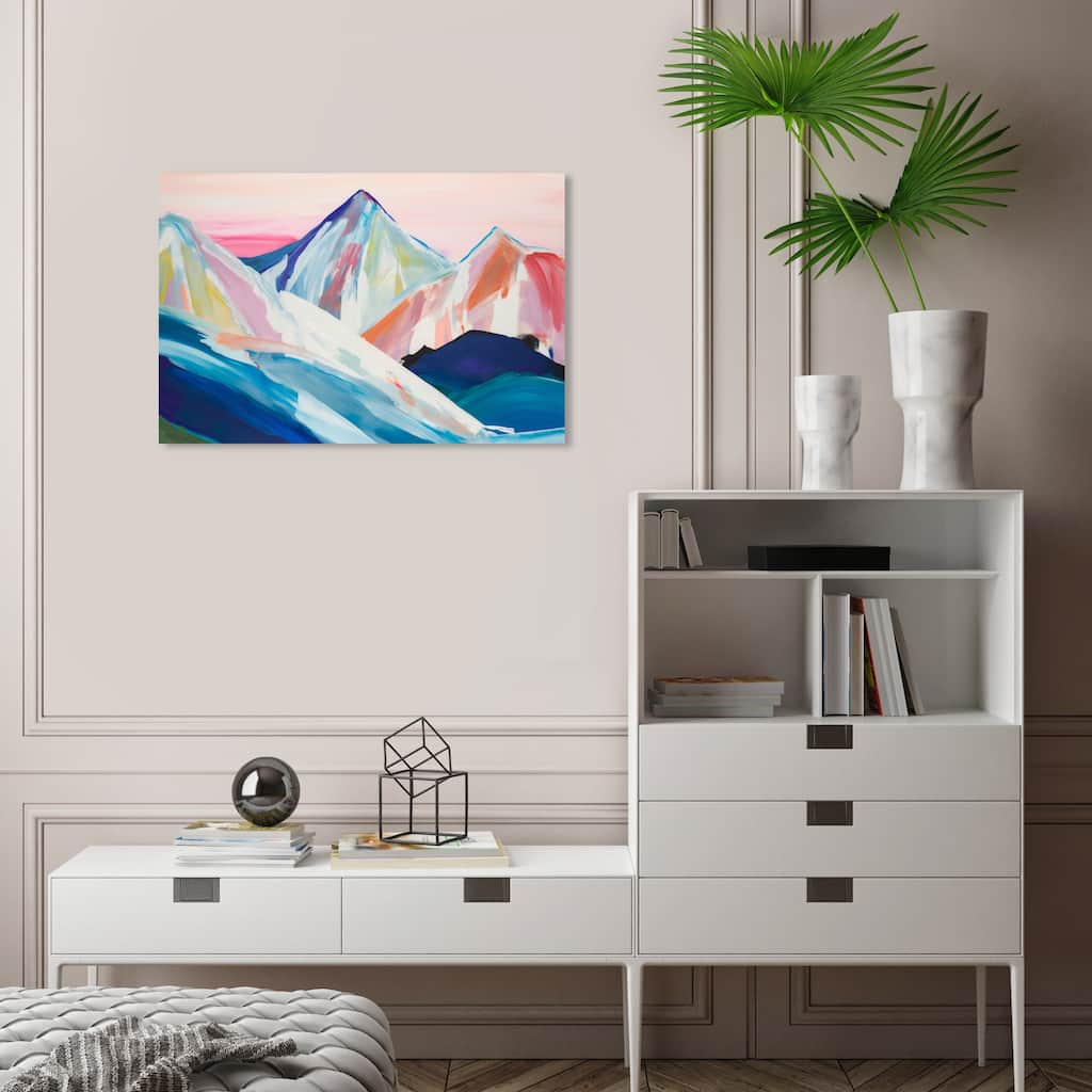 Wynwood Studio Abstract Ice Mountains in Pastels Blue and Modern & Contemporary Wall Art Canvas Print