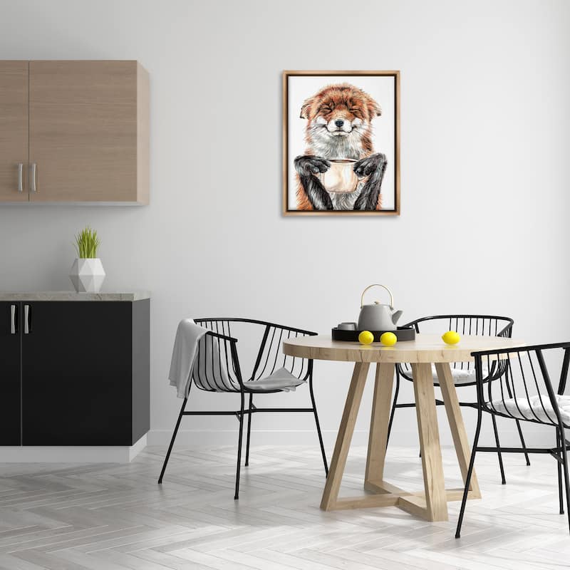 Stupell Happy with Coffee Framed Floater Canvas Wall Art Design by Holly Simental