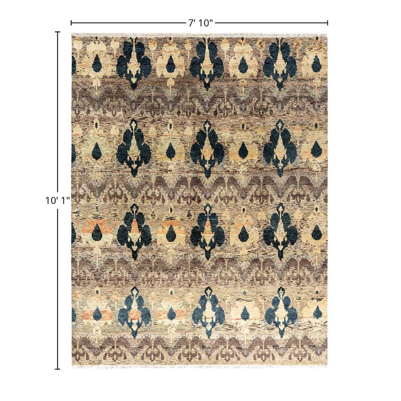 Ikat One-of-a-Kind Handmade Area Rug - Brown, 7' 10" x 10' 1" - 7' 10" x 10' 1"