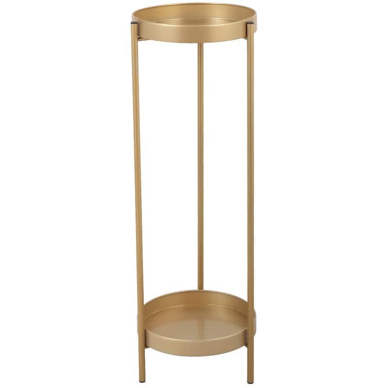 Indoor&Outdoor Modern Plant Stand, Foldable Potted Plant Holder - 9.85"x9.85"x31.5" - Gold