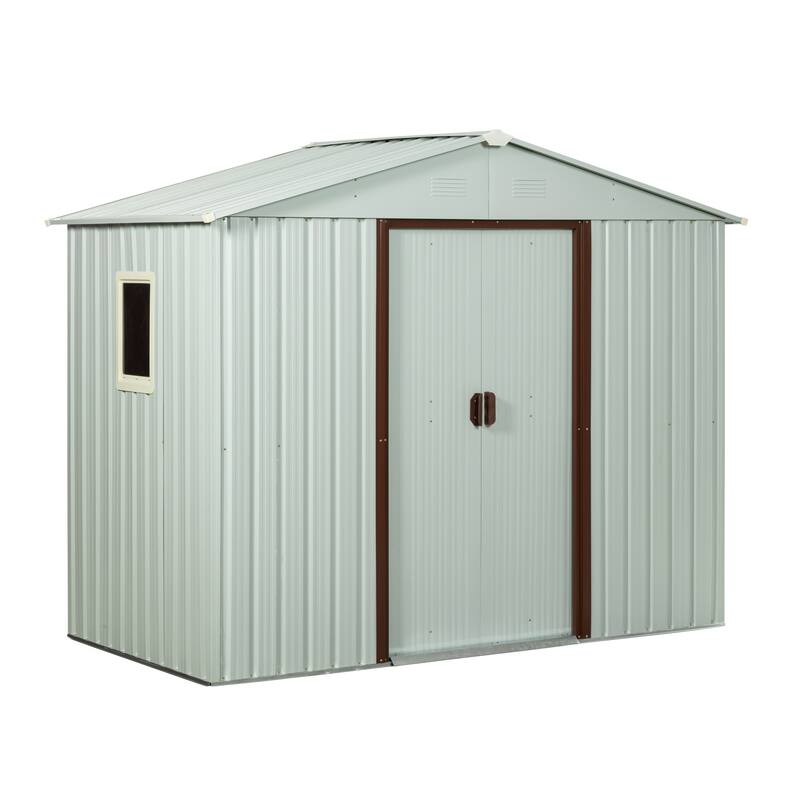 Rust-proof Metal Garden Shed with Lockable Sliding Door, Waterproof Storage Shed Tool Shed, Corrosion-Resistant