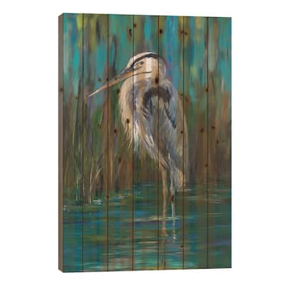 Standing Heron II Print On Wood by Julie Derice - Multi-Color