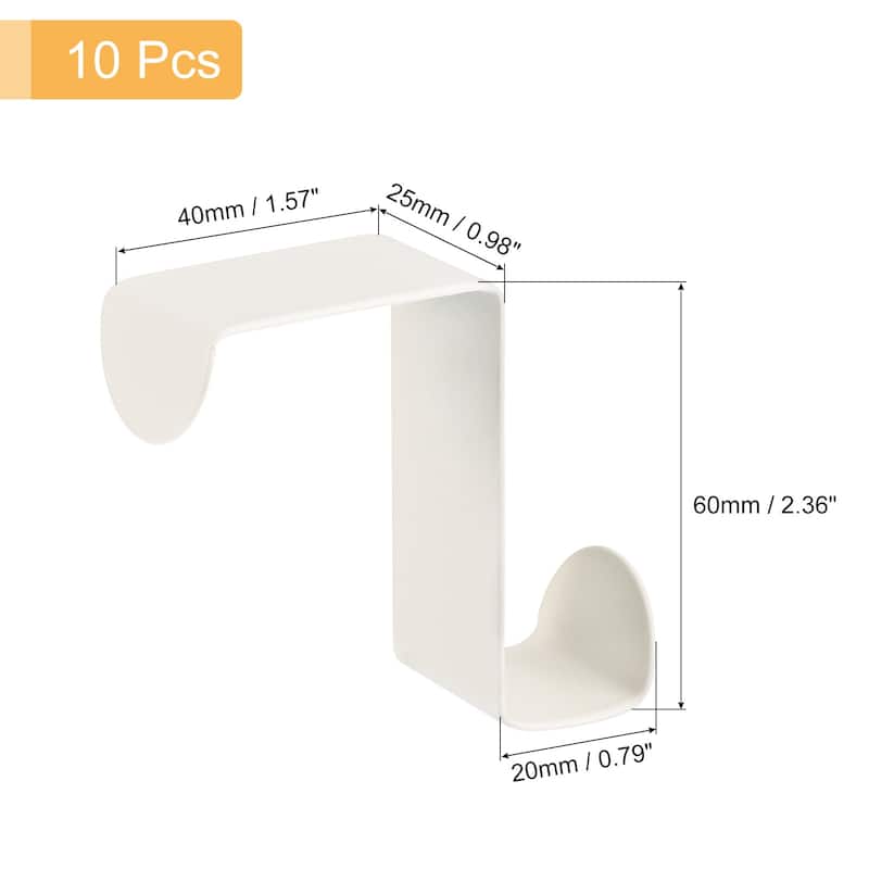 Over the Door Hooks, 10pcs - Stainless Steel S-Shaped Double Hooks - White