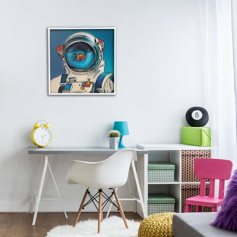 Stupell Goldfish Astronaut Suit Framed Giclee Art Design By Kamdon Kreations