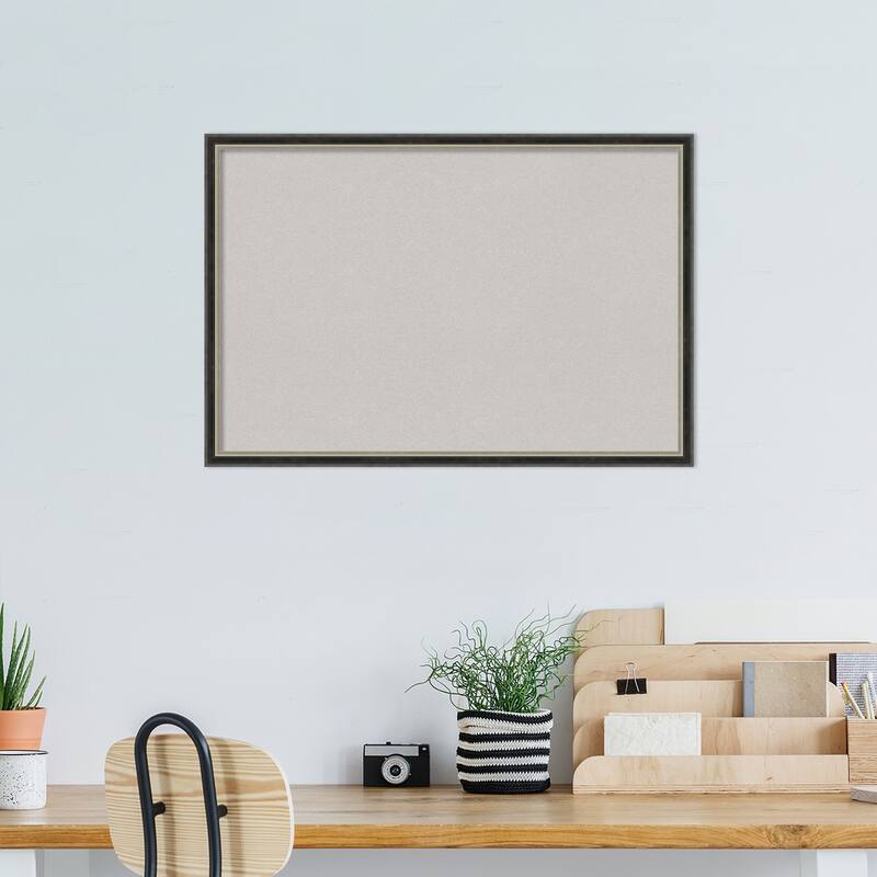 Theo Narrow Wood Framed Grey Corkboard Bulletin Board
