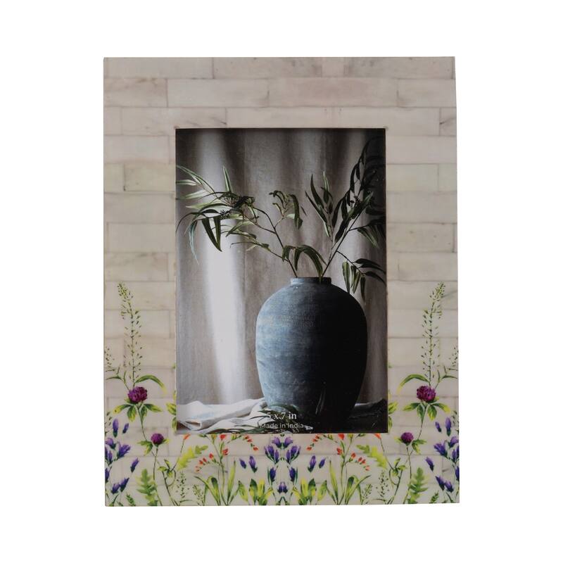 Wood Resin Flower Field Picture Frames - Ivory