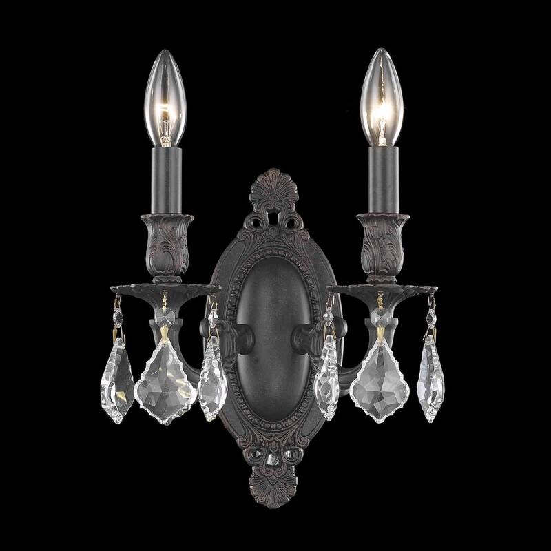 Elegant Lighting 9202W9/RC Rosalia 2 Light 11" Tall Wall Sconce with - Dark Bronze