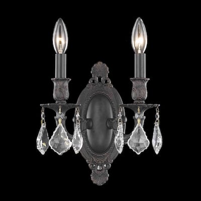 Elegant Lighting 9202W9/RC Rosalia 2 Light 11" Tall Wall Sconce with