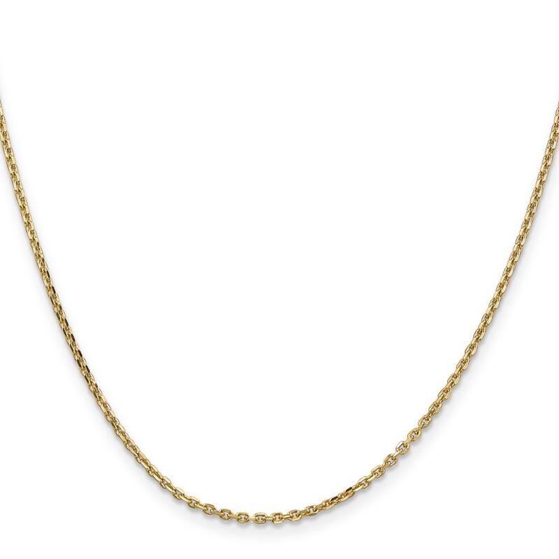 Curata Women's 14k Yellow Gold 1.65mm Solid Sparkle-Cut Cable Chain Anklet - 9 Inch - Lobster Claw