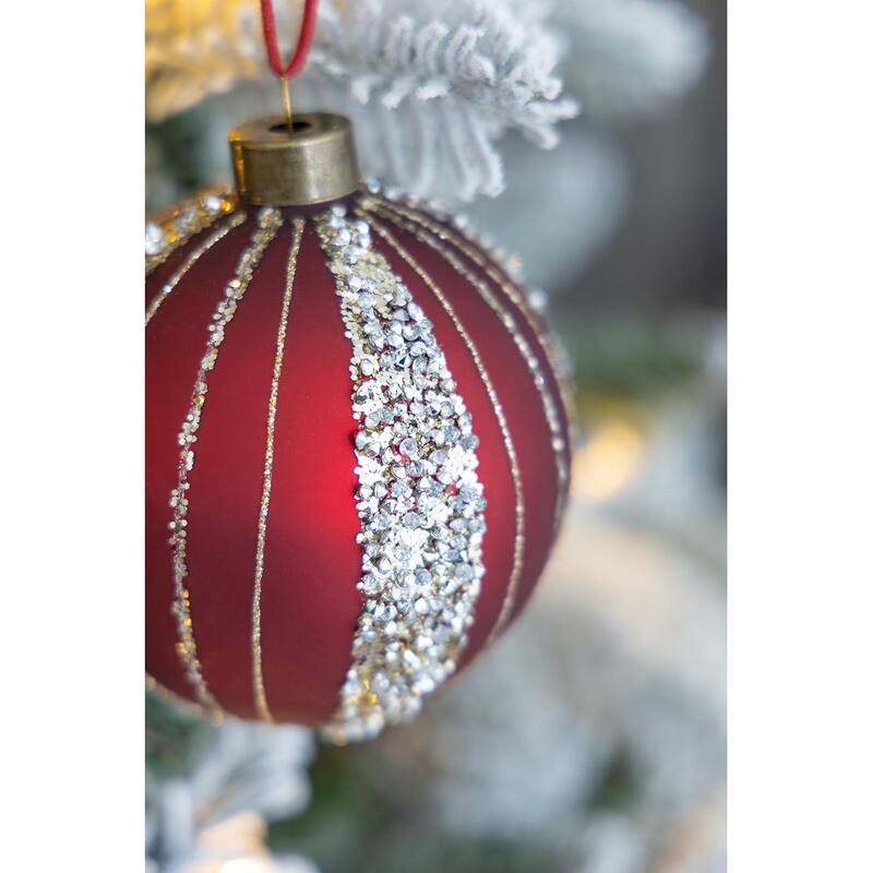 D3.9" Christmas Ball Ornaments, Glass Decorative Hanging Ball Christmas Tree Ornaments for Holiday Decorations, Set of 6