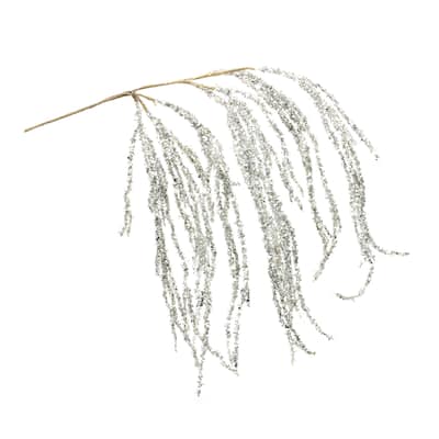 Hanging Tinsel Branch (Set of 2) - Silver