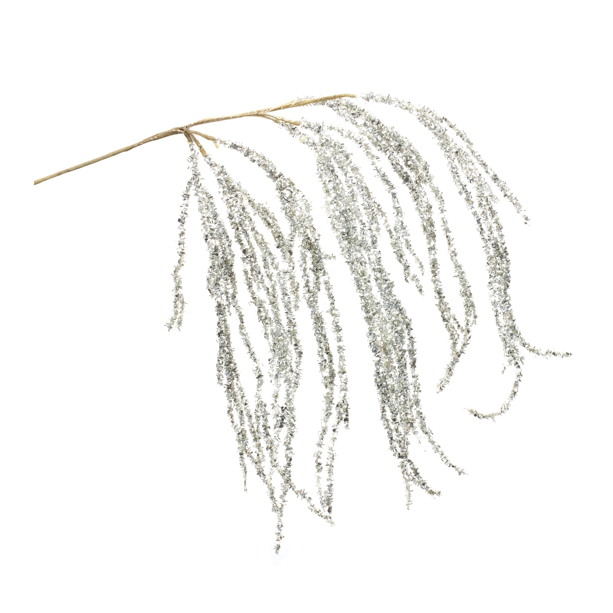 Hanging Tinsel Branch (Set of 2) - Silver