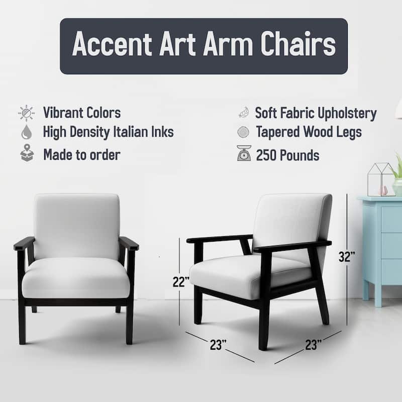 Designart "Glam Dancing Shape I" Upholstered Abstract Accent Chair - Modern Arm Chair For Living Room