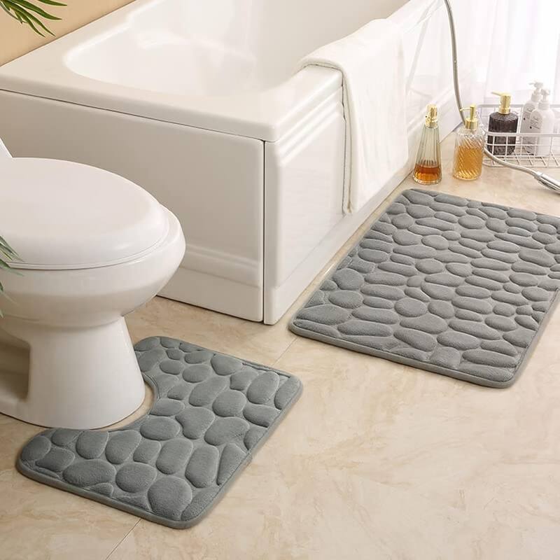 Memory Foam Bath Mat Pebble Design 32x20